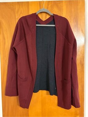 Lululemon Reverse Me Wrap Cardigan Merino Wool Reversible Burgundy Gray (XL)